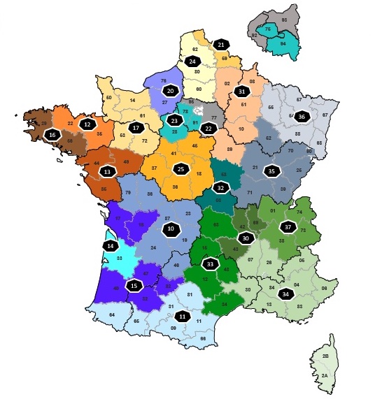 Carte secteurs France